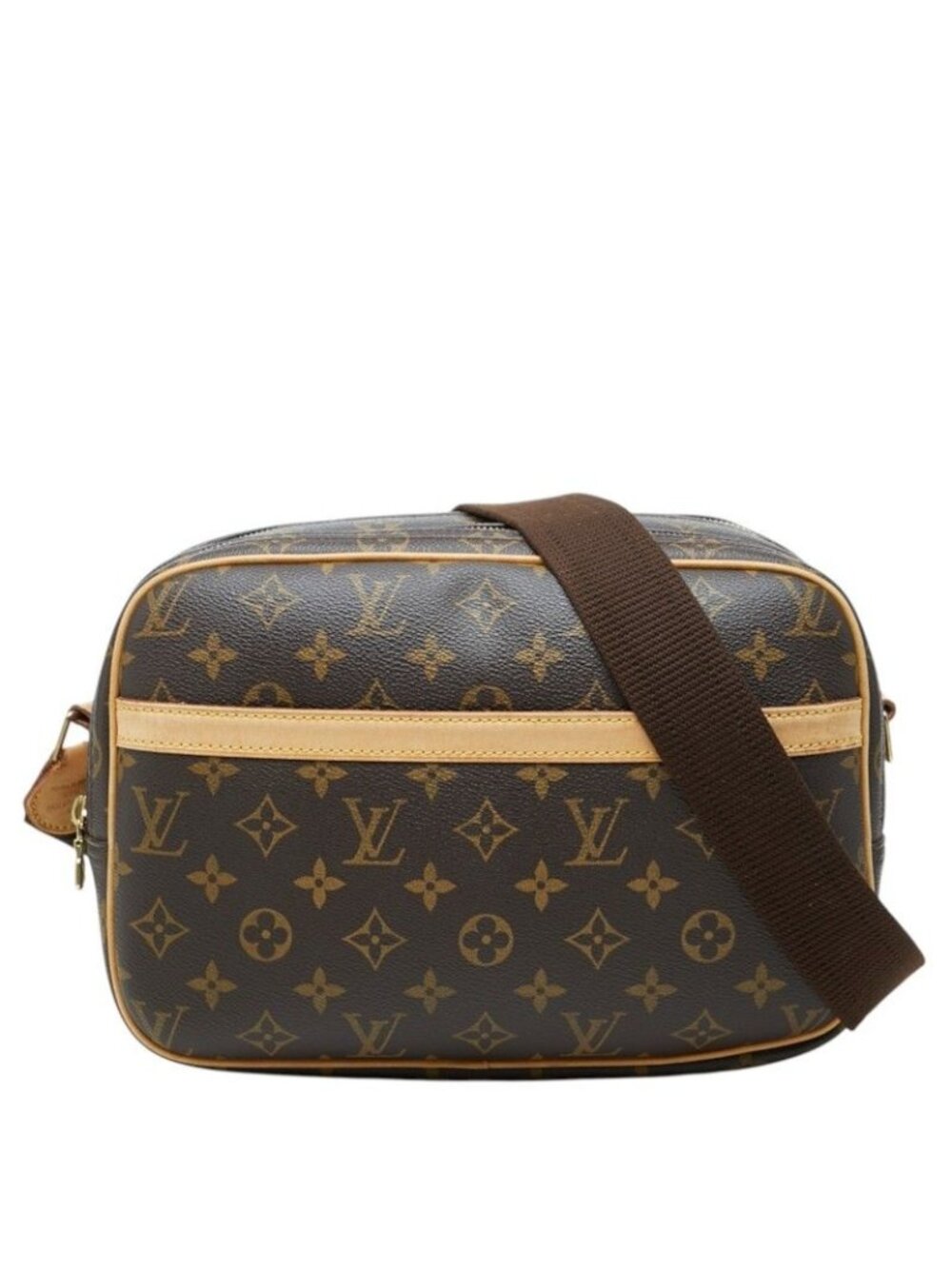 Louis Vuitton Monogram Reporter PM Crossbody Shoulder Bag Brown Leather